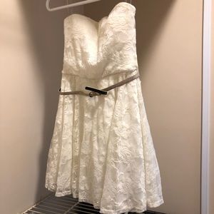 Belted lace mini dress